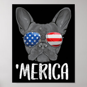 Poster Chien à chien français 4 juillet Drapeau américain