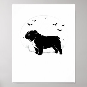 Poster Chien à Chien - Halloween Moon Silhouette Ov