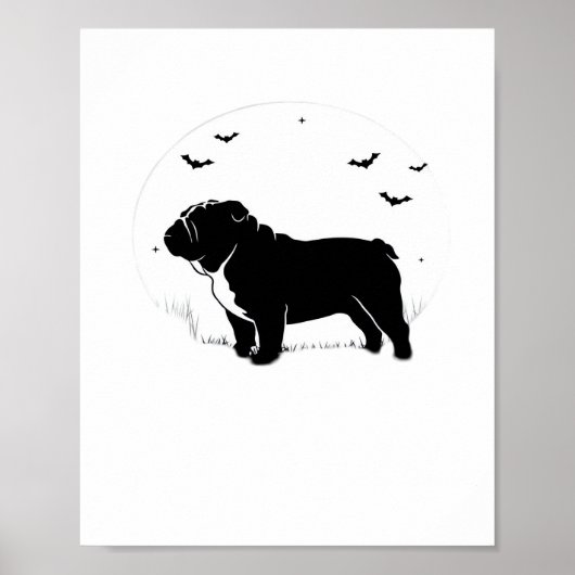 Poster Chien à Chien - Halloween Moon Silhouette Ov (Devant)
