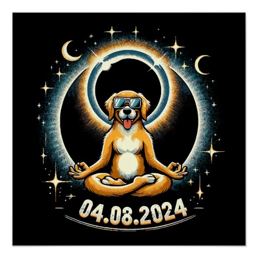 Poster Chien à éclipse solaire 2024 (Devant)