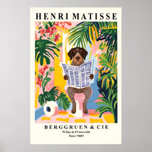 Poster Chien à poil dur allemand sur tapis coloré Matisse