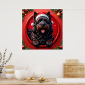 Poster Chien à Santa Hat entouré de Noël festif (Cuisine)