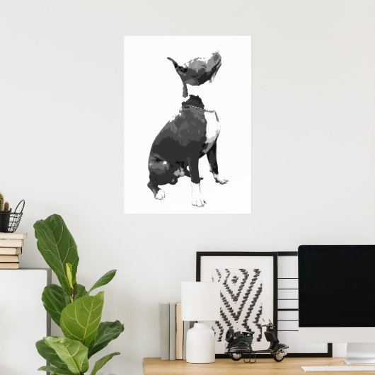 Poster Chien à tête blanche et noir tendance (Bureau à domicile)