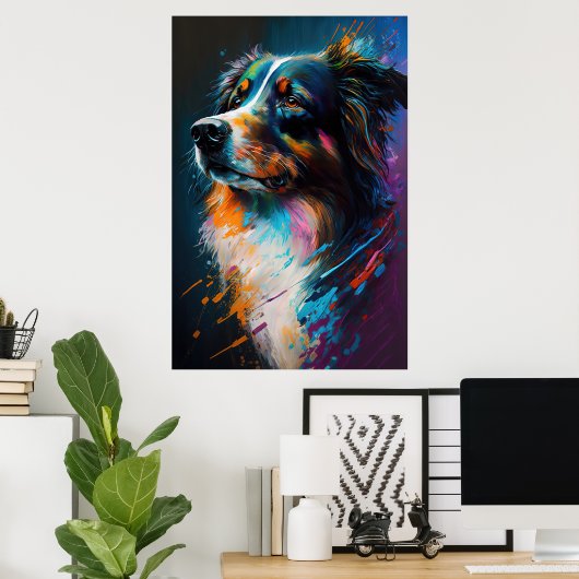 Poster Chien Abstrait 4 (Bureau à domicile)