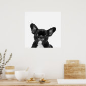 Poster Chien adorable | Black French Bulldog Face (Cuisine)