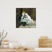Poster Chien Adoring Girl Victorian Peinture (Cuisine)