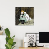 Poster Chien Adoring Girl Victorian Peinture (Bureau à domicile)