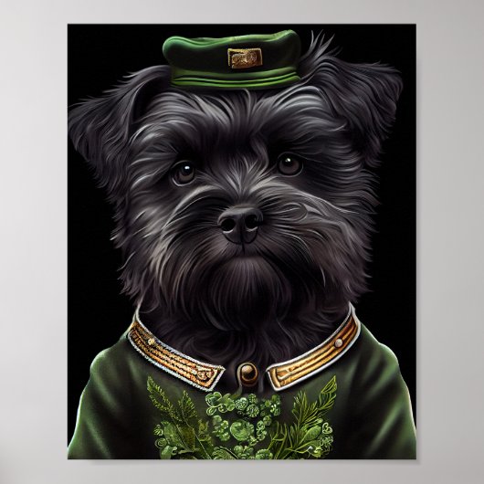 Poster Chien Affenpinscher en Robe de la Saint Patrick (Devant)