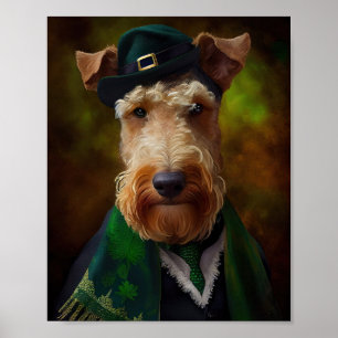 Poster chien airedale à la St. Patrick's Day