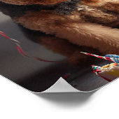 Poster Chien Airedale avec gâteau et ballons (Coin)
