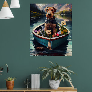 Poster Chien Airedale sur une pagaie : Une aventure pitto