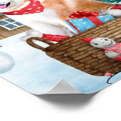Poster Chien Akita dans la maison de Noël enneigée (Coin)