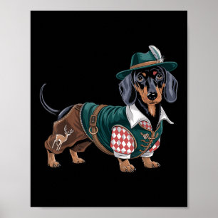 Poster Chien allemand Dachshund Bavarian Weiner Saucisse 