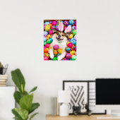 Poster Chien allongé sur des œufs de Pâques (Bureau à domicile)