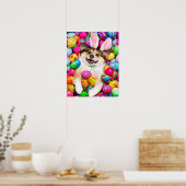 Poster Chien allongé sur des œufs de Pâques (Cuisine)