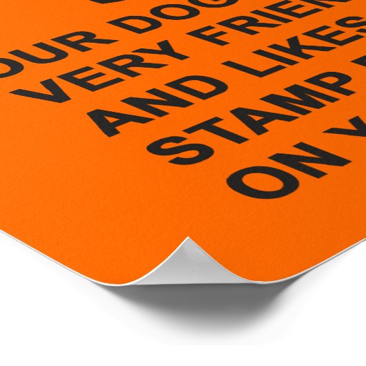 POSTER CHIEN AMI PAS DANGEREUX (ATTENTION) SIGNE (Coin)