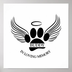 Poster Chien Animal Angel Wings Memorial Nom personnalisé
