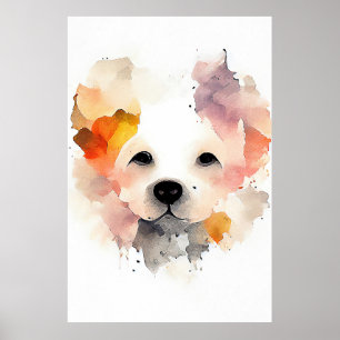 Poster Chien Animaux Animaux Nature Aquarelle Art Peintur