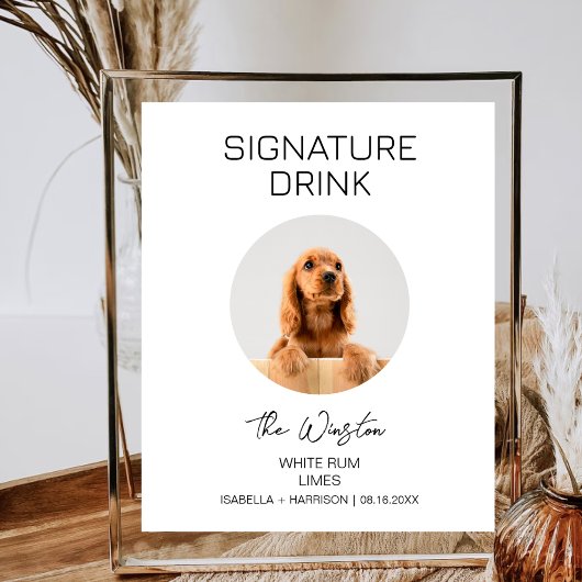 Poster Chien Animaux Signature Cocktail Minimaliste Bar M