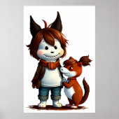 Poster Chien anthropomorphique et son animal de compagnie (Devant)