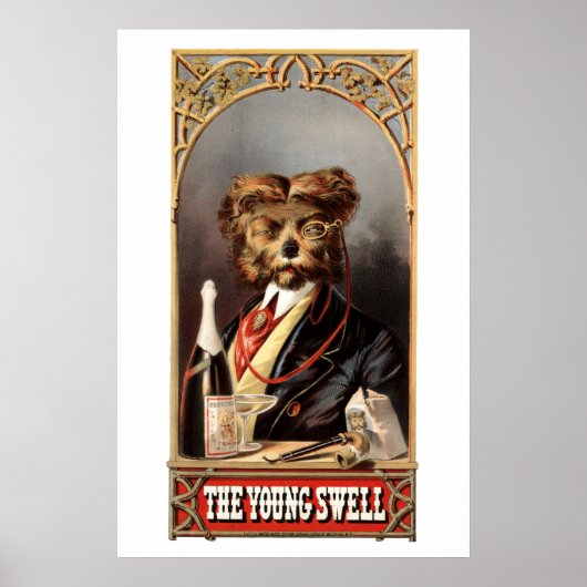 Poster Chien Antique Avec Monocle (Devant)