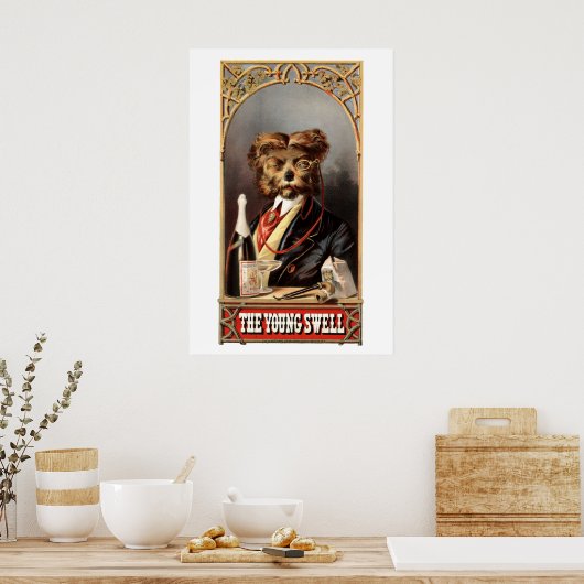 Poster Chien Antique Avec Monocle (Cuisine)