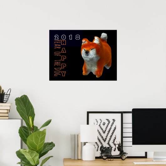 Poster Chien Art numérique Shiba Puppy 3D Année 2018 P 24 (Bureau à domicile)