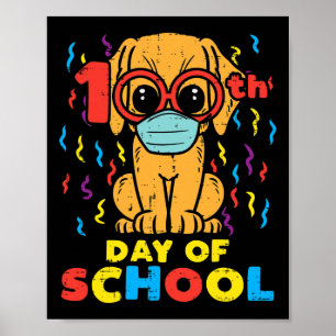 Poster Chien au masque du 100e jour d'école 100 jours de