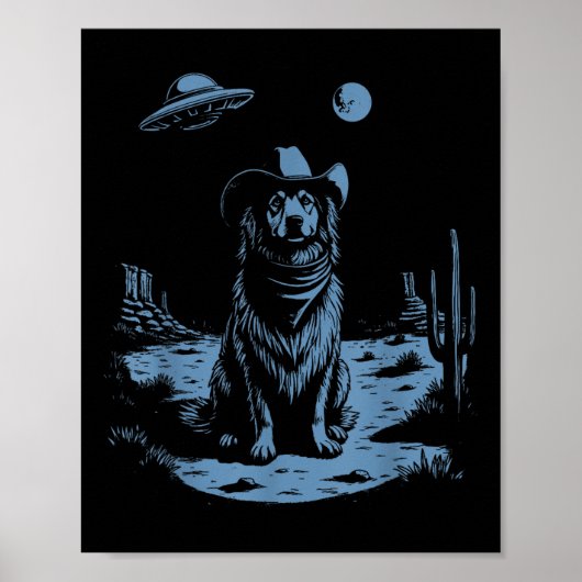 Poster Chien Australian Shepherd'Aussie Vintage Ufo Weste (Devant)
