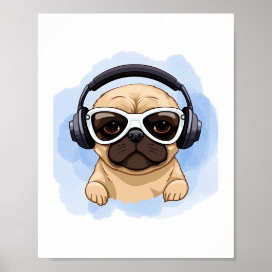 Poster Chien avec casque 2 (Devant)