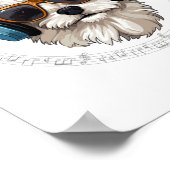 Poster chien avec casque chien avec lunettes écouter Écou (Coin)