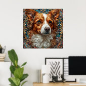 Poster Chien avec fond décoratif orné (Bureau à domicile)