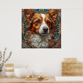 Poster Chien avec fond décoratif orné (Cuisine)