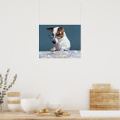 Poster Chien avec lunettes de lecture étudier la carte (Cuisine)