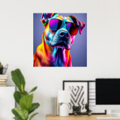 Poster Chien avec lunettes de soleil (Bureau à domicile)