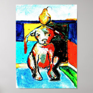 Poster chien avec poire