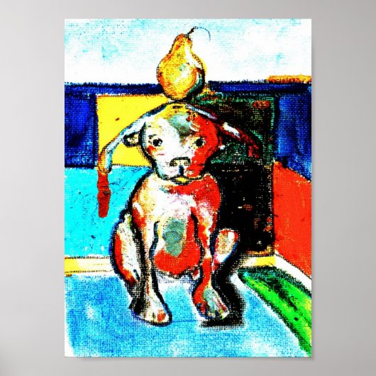 Poster chien avec poire (Devant)