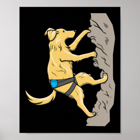 Poster Chien aventureux escalade de rochers graphique Bou (Devant)