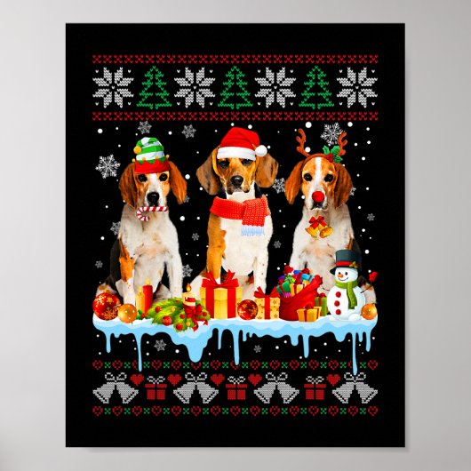Poster Chien Beagle de Noël moche Père Noël Costume de ch (Devant)