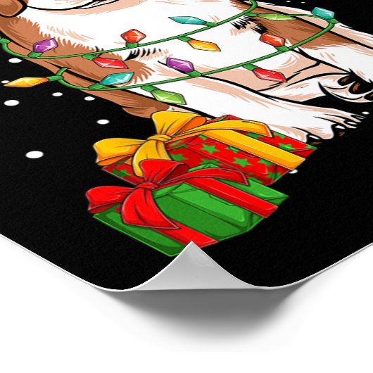 Poster Chien beagle Noël Arbre Lumières Père Noël Chien X (Coin)