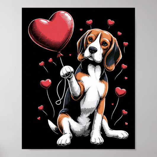 Poster Chien Beagle Saint-Valentin Propriétaire de chien (Devant)