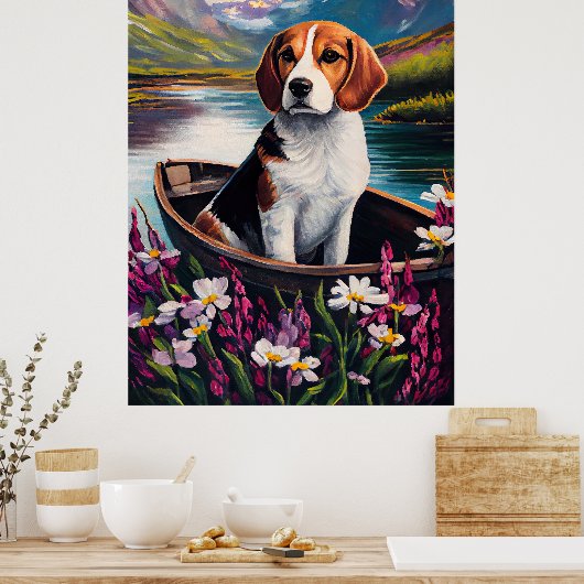 Poster Chien beagle sur une pagaie : une aventure Pittore (Cuisine)