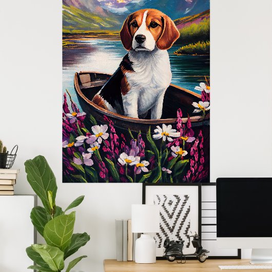 Poster Chien beagle sur une pagaie : une aventure Pittore (Bureau à domicile)