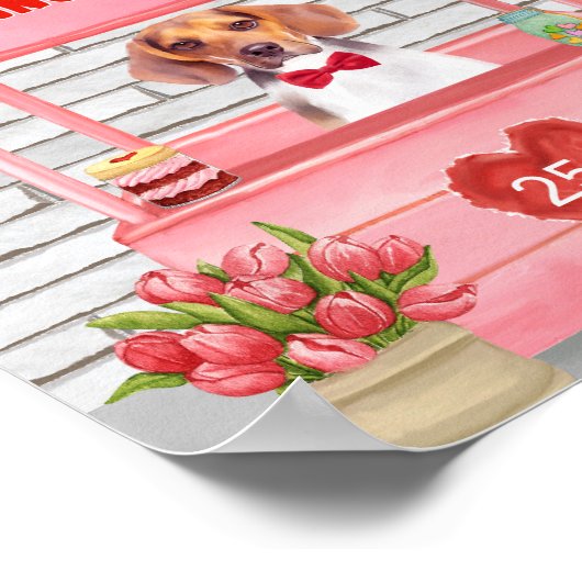 Poster Chien beagle Valentine's Day Kissing Booth (Coin)