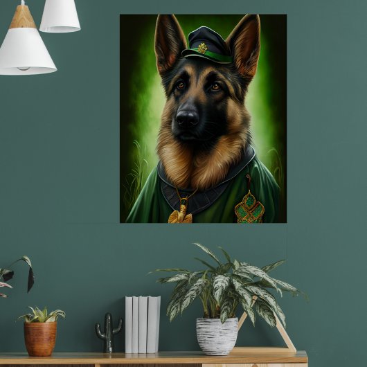 Poster Chien berger allemand en tenue de jour St. Patrick (Salon 1)
