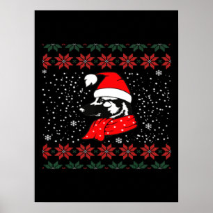Poster Chien berger allemand Noël