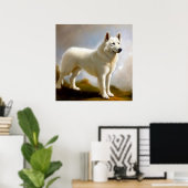 Poster Chien Berger Blanc Suisse (Bureau à domicile)