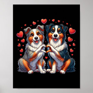 Poster Chien Bergger Australien Signe Main Cœur Saint-Val