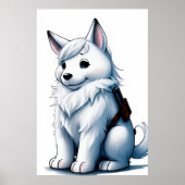 Poster Chien blanc avec pistolet| AI Art (Devant)