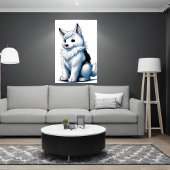 Poster Chien blanc avec pistolet| AI Art